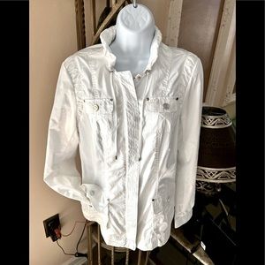 White House Black Market Lightweight White Windbreaker Jacket. size 8